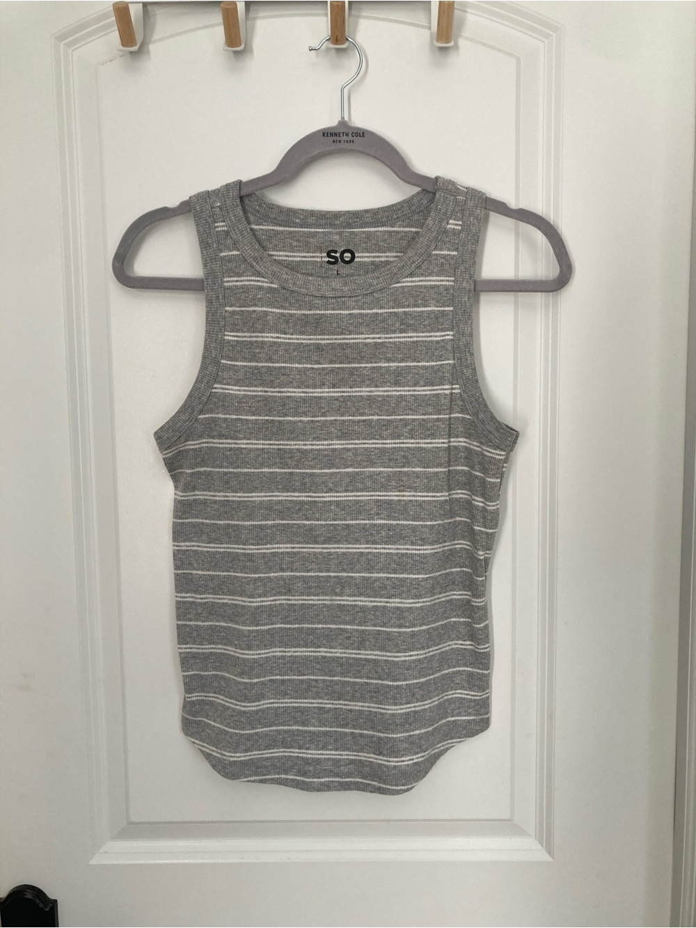 SO Gray and White Striped Tank Top